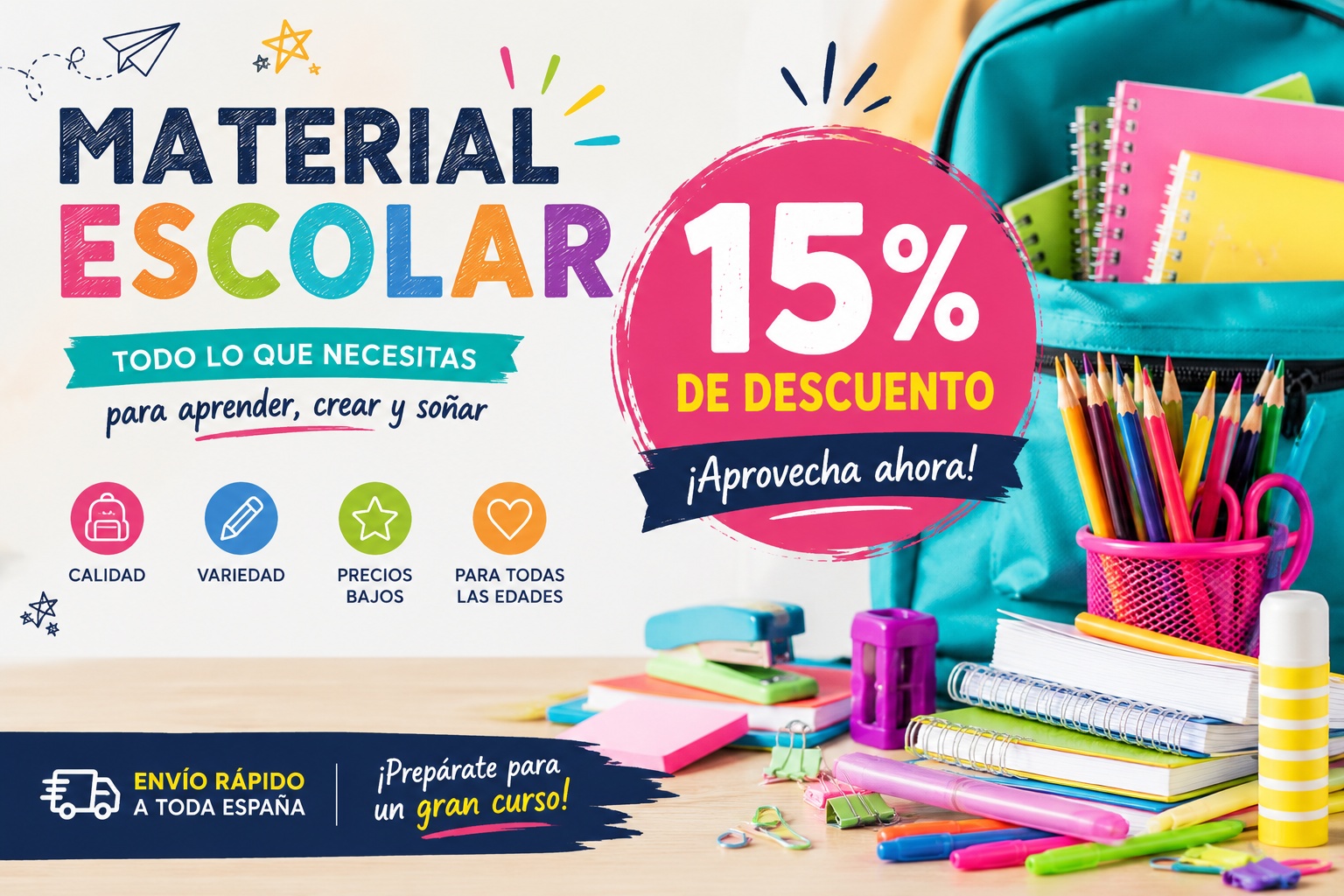Ahora 15 % de descuento