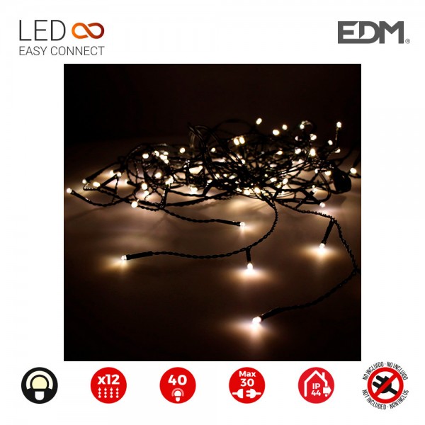 Cortina icicle easy-connect 2x0,5m 12 tiras blanco calido 30v (interior-exterior) edm total 0,72w