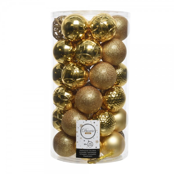 Bolas decoración árbol navidad ø6 cm, doradas, tubo 37 uds